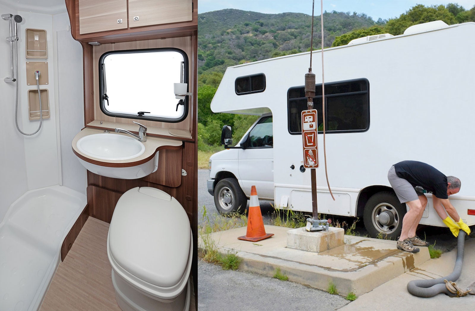 Portable RV/camper toilet and holding tank setup in Asheboro, North Carolina